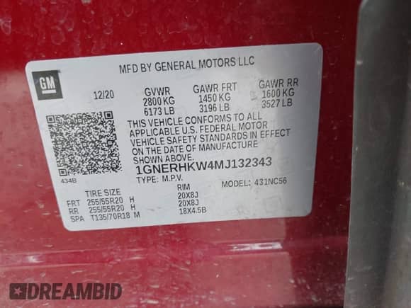 2021 Chevrolet Traverse LT с VIN 1GNERHKW4MJ132343, выставлен на аукционе IAAI как лот 42393706 с пробегом 99 159 миль миль и . История ставок и продаж доступна на DreamBid. Изображение 9.