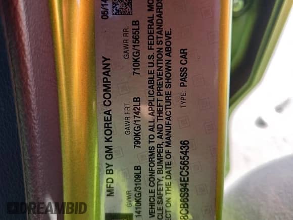 2014 Chevrolet Spark LS with VIN KL8CB6S94EC565436, listed as a Copart auction lot 86057295 with 106,927 mi miles and Salvage title. Bid and sale history available at DreamBid. Image 13.