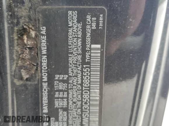 2013 MINI Hardtop с VIN WMWSU3C58DT685551, выставлен на аукционе Copart как лот 56548975 с пробегом Не указан миль и Списание • Salvage title. История ставок и продаж доступна на DreamBid. Изображение 12.