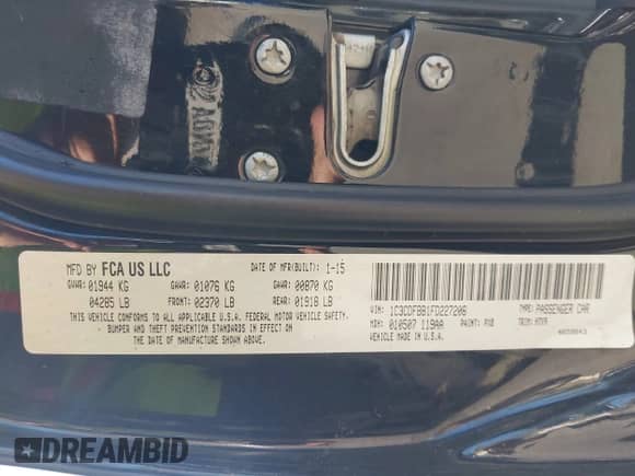 2015 Dodge Dart SXT with VIN 1C3CDFBB1FD227206, listed as a IAAI auction lot 43294537 with 189,966 mi miles and . Bid and sale history available at DreamBid. Image 9.