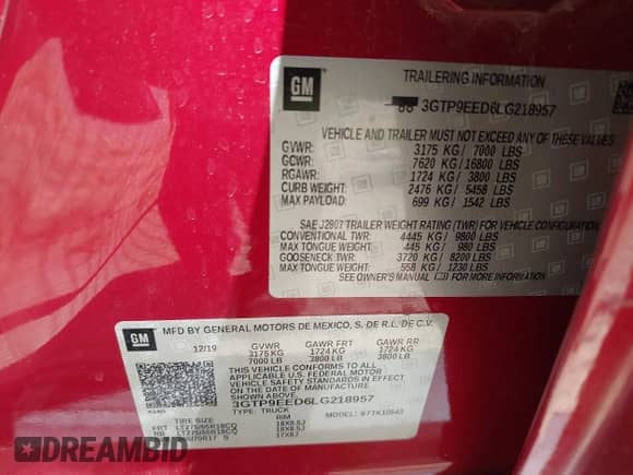 2020 GMC Sierra 1500 AT4 with VIN 3GTP9EED6LG218957, listed as a IAAI auction lot 43151971 with 73,510 mi miles and . Bid and sale history available at DreamBid. Image 9.