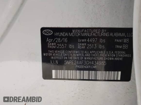 2016 Hyundai Sonata SE z VIN 5NPE24AF3GH434985, wystawiony jako IAAI lot #43488156 z przebiegiem 144 540 mil mil oraz . Historia ofert i sprzedaży dostępna na DreamBid. Obrazek 9.