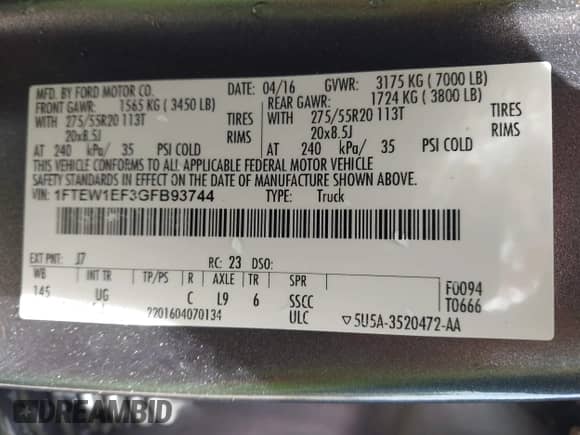 2016 Ford F-150 XLT z VIN 1FTEW1EF3GFB93744, wystawiony jako IAAI lot #42529885 z przebiegiem 208 508 mil mil oraz . Historia ofert i sprzedaży dostępna na DreamBid. Obrazek 9.