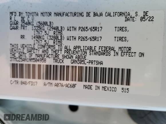 2022 Toyota Tacoma SR с VIN 3TMCZ5AN1NM504958, выставлен на аукционе Copart как лот 81156135 с пробегом 26 327 миль миль и Списание • Salvage title. История ставок и продаж доступна на DreamBid. Изображение 12.