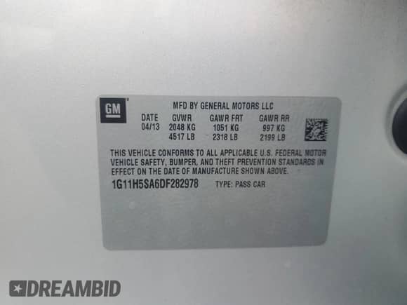 2013 Chevrolet Malibu LTZ с VIN 1G11H5SA6DF282978, выставлен на аукционе Copart как лот 66997975 с пробегом 196 382 миль миль и Чистый • Clean title. История ставок и продаж доступна на DreamBid. Изображение 12.