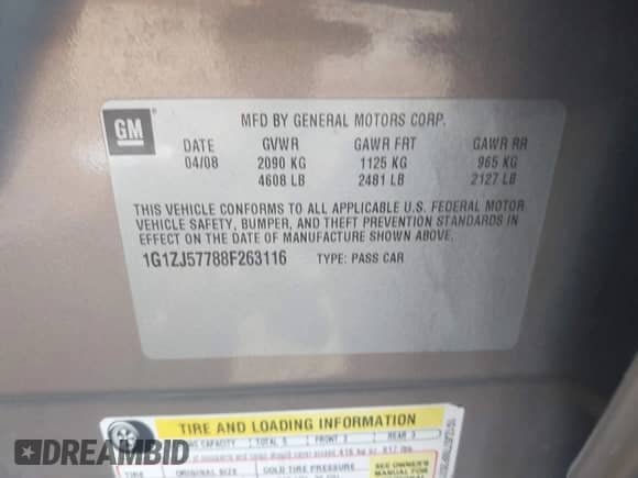 2008 Chevrolet Malibu 2LT с VIN 1G1ZJ57788F263116, выставлен на аукционе IAAI как лот 43043542 с пробегом 133 719 миль миль и . История ставок и продаж доступна на DreamBid. Изображение 9.