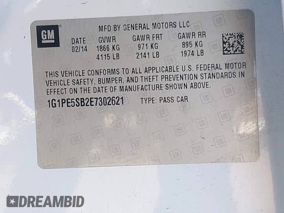 2014 Chevrolet Cruze 2LT с VIN 1G1PE5SB2E7302621, выставлен на аукционе IAAI как лот 43500103 с пробегом 143 243 миль миль и . История ставок и продаж доступна на DreamBid. Изображение 9.