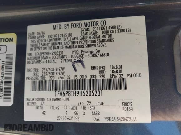 2017 Ford Mustang EcoBoost Premium с VIN 1FA6P8TH9H5205231, выставлен на аукционе IAAI как лот 43309440 с пробегом 113 890 миль миль и . История ставок и продаж доступна на DreamBid. Изображение 9.