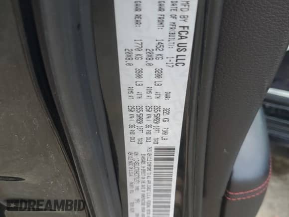 2017 Dodge Durango R/T z VIN 1C4SDJCT0HC771271, wystawiony jako Copart lot #81551415 z przebiegiem Nie podano mil oraz Szkoda całkowita • Salvage title. Historia ofert i sprzedaży dostępna na DreamBid. Obrazek 13.