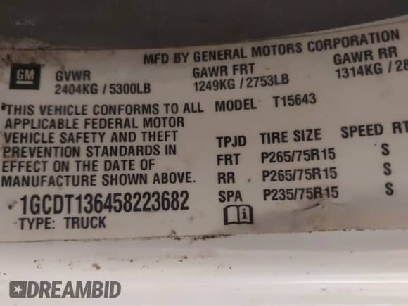 2005 Chevrolet Colorado 1SB LS Z85 с VIN 1GCDT136458223682, выставлен на аукционе IAAI как лот 40728025 с пробегом 169 516 миль миль и . История ставок и продаж доступна на DreamBid. Изображение 9.