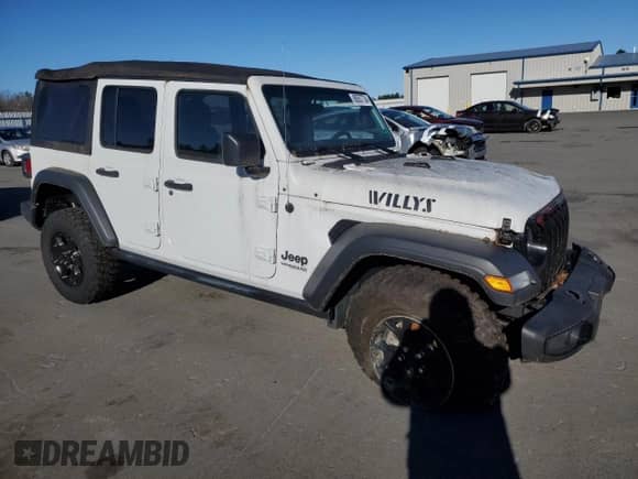 2022 Jeep Wrangler Unlimited Willys z VIN 1C4HJXDM7NW272815, wystawiony jako Copart lot #80557734 z przebiegiem Nie podano mil oraz Czysty tytuł • Clean title. Historia ofert i sprzedaży dostępna na DreamBid. Obrazek 4.