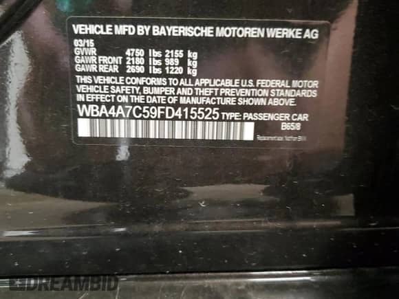 2015 BMW 4 Series 428i xDrive z VIN WBA4A7C59FD415525, wystawiony jako Copart lot #69001045 z przebiegiem 99 432 mil mil oraz Szkoda całkowita • Salvage title. Historia ofert i sprzedaży dostępna na DreamBid. Obrazek 12.