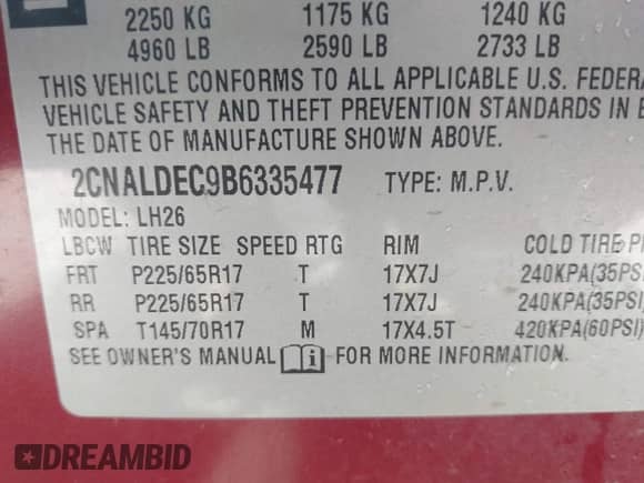 2011 Chevrolet Equinox 1LT z VIN 2CNALDEC9B6335477, wystawiony jako IAAI lot #43187559 z przebiegiem 193 931 mil mil oraz . Historia ofert i sprzedaży dostępna na DreamBid. Obrazek 9.