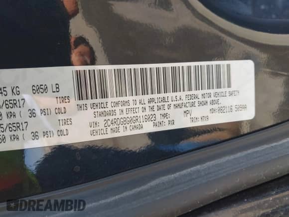 2016 Dodge Grand Caravan SE Plus with VIN 2C4RDGBG0GR116023, listed as a IAAI auction lot 42782887 with 156,424 mi miles and . Bid and sale history available at DreamBid. Image 9.