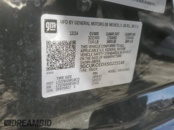 2025 Chevrolet Silverado 1500 Custom Trail Boss с VIN 3GCUKCEDXSG215148, выставлен на аукционе Copart как лот 71726625 с пробегом 5 886 миль миль и Списание • Salvage title. История ставок и продаж доступна на DreamBid. Изображение 13.