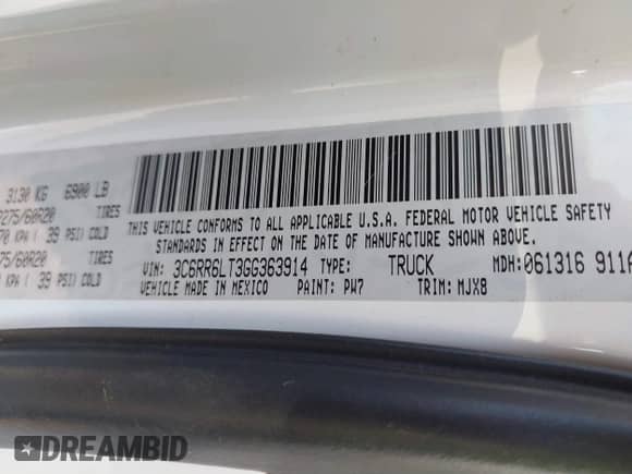 2016 Ram 1500 Lone Star с VIN 3C6RR6LT3GG363914, выставлен на аукционе IAAI как лот 41487487 с пробегом 147 959 миль миль и . История ставок и продаж доступна на DreamBid. Изображение 9.