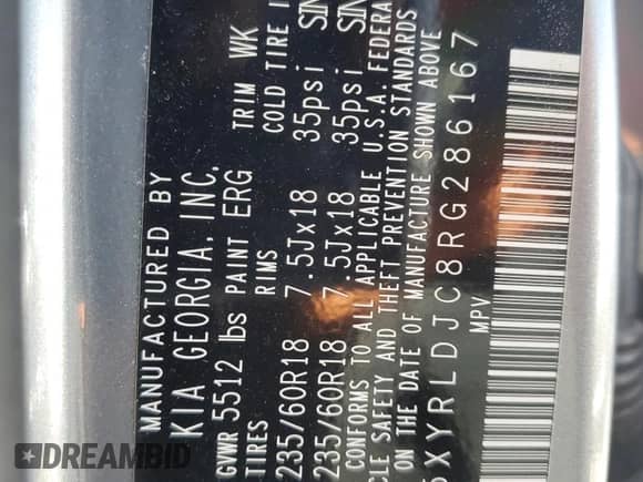 2024 Kia Sorento S with VIN 5XYRLDJC8RG286167, listed as a Copart auction lot 89921775 with 51,389 mi miles and Clean title. Bid and sale history available at DreamBid. Image 13.