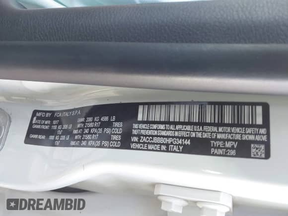 2017 Jeep Renegade Altitude с VIN ZACCJBBB0HPG34144, выставлен на аукционе IAAI как лот 43141217 с пробегом 100 268 миль миль и . История ставок и продаж доступна на DreamBid. Изображение 9.