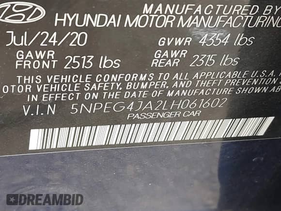 2020 Hyundai Sonata SE с VIN 5NPEG4JA2LH061602, выставлен на аукционе IAAI как лот 42879331 с пробегом 103 803 миль миль и . История ставок и продаж доступна на DreamBid. Изображение 9.