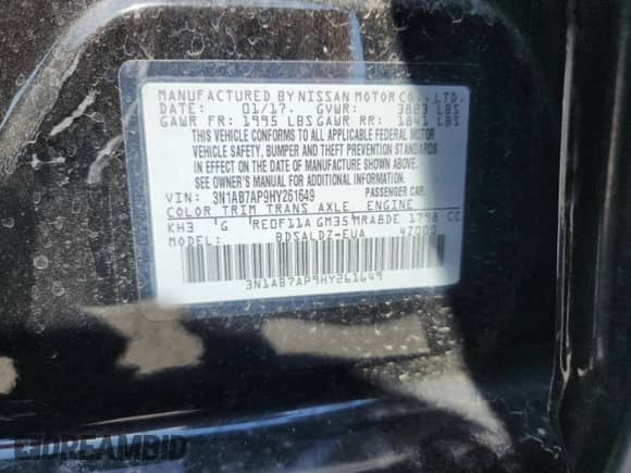 2017 Nissan Sentra SV с VIN 3N1AB7AP9HY261649, выставлен на аукционе Copart как лот 81616855 с пробегом 66 324 миль миль и Списание • Salvage title. История ставок и продаж доступна на DreamBid. Изображение 12.