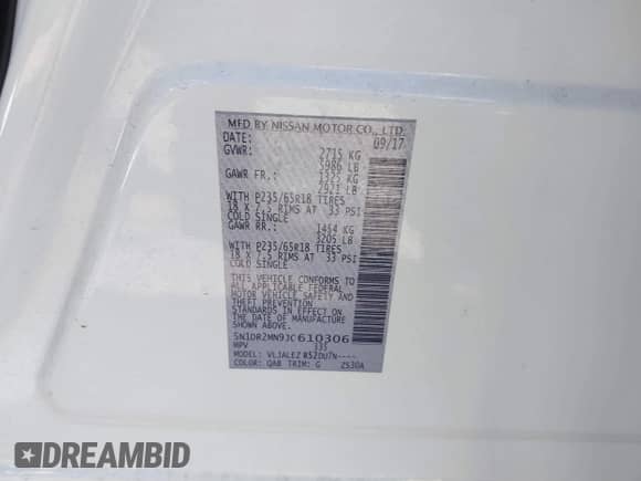 2018 Nissan Pathfinder S with VIN 5N1DR2MN9JC610306, listed as a IAAI auction lot 41163725 with Not provided miles and . Bid and sale history available at DreamBid. Image 9.