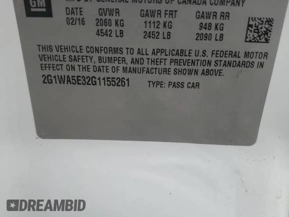 2016 Chevrolet Impala LS z VIN 2G1WA5E32G1155261, wystawiony jako Copart lot #54528275 z przebiegiem 89 688 mil mil oraz Szkoda całkowita • Salvage title. Historia ofert i sprzedaży dostępna na DreamBid. Obrazek 13.