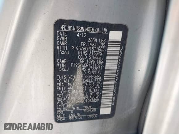 2012 Nissan Cube S с VIN JN8AZ2KR2CT253829, выставлен на аукционе IAAI как лот 41264451 с пробегом 131 488 миль миль и . История ставок и продаж доступна на DreamBid. Изображение 9.