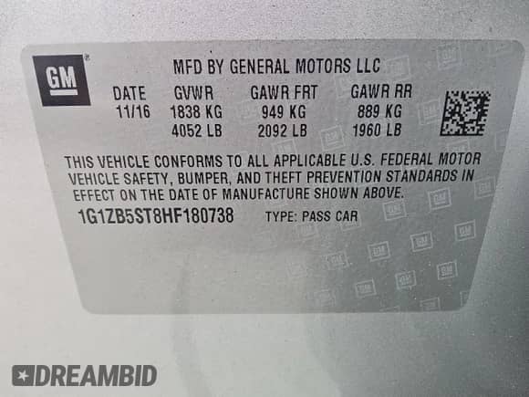 2017 Chevrolet Malibu LS с VIN 1G1ZB5ST8HF180738, выставлен на аукционе Copart как лот 85520175 с пробегом 133 029 миль миль и Чистый • Clean title. История ставок и продаж доступна на DreamBid. Изображение 12.