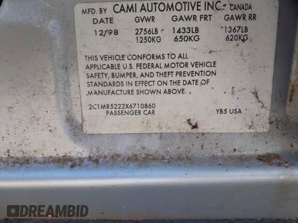 1999 Chevrolet Metro Lsi с VIN 2C1MR5222X6710860, выставлен на аукционе IAAI как лот 42653198 с пробегом 75 087 миль миль и . История ставок и продаж доступна на DreamBid. Изображение 9.
