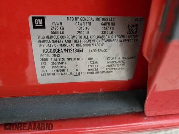 2017 Chevrolet Colorado 2WD LT with VIN 1GCGSCEA7H1218454, listed as a Copart auction lot 45153725 with 108,873 mi miles and Salvage title. Bid and sale history available at DreamBid. Image 14.