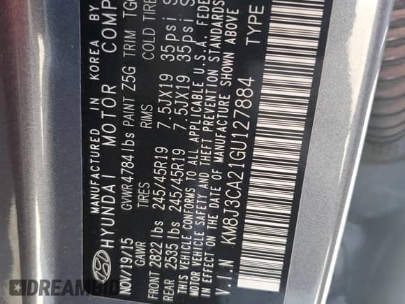 2016 Hyundai Tucson Limited z VIN KM8J3CA21GU127884, wystawiony jako Copart lot #71636975 z przebiegiem 108 080 mil mil oraz Czysty tytuł • Clean title. Historia ofert i sprzedaży dostępna na DreamBid. Obrazek 13.