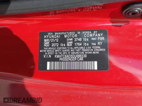 2013 Hyundai Veloster w/Black Int z VIN KMHTC6AD5DU086330, wystawiony jako IAAI lot #42805278 z przebiegiem 92 303 mil mil oraz . Historia ofert i sprzedaży dostępna na DreamBid. Obrazek 9.