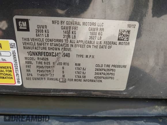 2012 Chevrolet Traverse LS с VIN 1GNKRFEDXCJ421940, выставлен на аукционе IAAI как лот 43101277 с пробегом 244 709 миль миль и . История ставок и продаж доступна на DreamBid. Изображение 9.