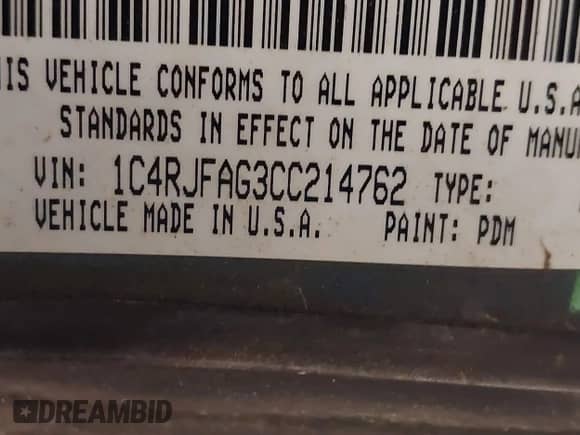 2012 Jeep Grand Cherokee Laredo с VIN 1C4RJFAG3CC214762, выставлен на аукционе IAAI как лот 43153932 с пробегом 257 360 миль миль и . История ставок и продаж доступна на DreamBid. Изображение 9.