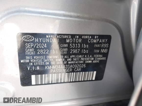 2025 Hyundai Ioniq 6 SEL с VIN KMHM34AA3SA092026, выставлен на аукционе IAAI как лот 42784039 с пробегом 4 499 миль миль и . История ставок и продаж доступна на DreamBid. Изображение 9.