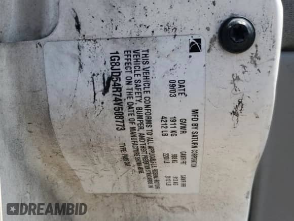 2004 Saturn L L300 2 с VIN 1G8JD54R74Y508773, выставлен на аукционе Copart как лот 68539705 с пробегом 251 940 миль миль и Списание • Salvage title. История ставок и продаж доступна на DreamBid. Изображение 12.