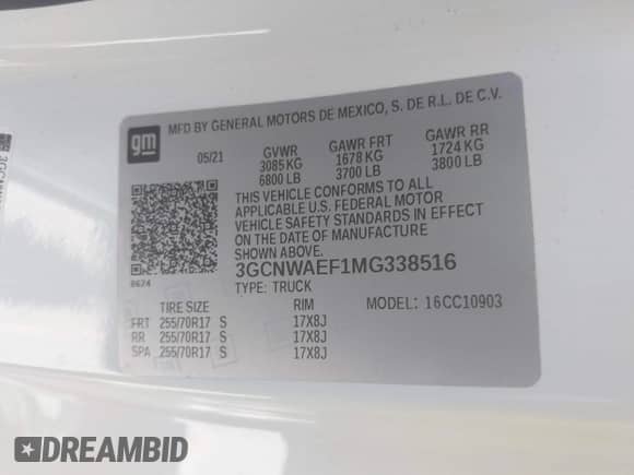 2021 Chevrolet Silverado 1500 Work Truck с VIN 3GCNWAEF1MG338516, выставлен на аукционе IAAI как лот 41925820 с пробегом 67 402 миль миль и . История ставок и продаж доступна на DreamBid. Изображение 9.