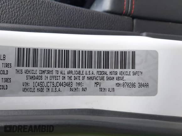 2018 Dodge Durango R/T with VIN 1C4SDJCT9JC443403, listed as a IAAI auction lot 42463528 with 180,332 mi miles and . Bid and sale history available at DreamBid. Image 9.