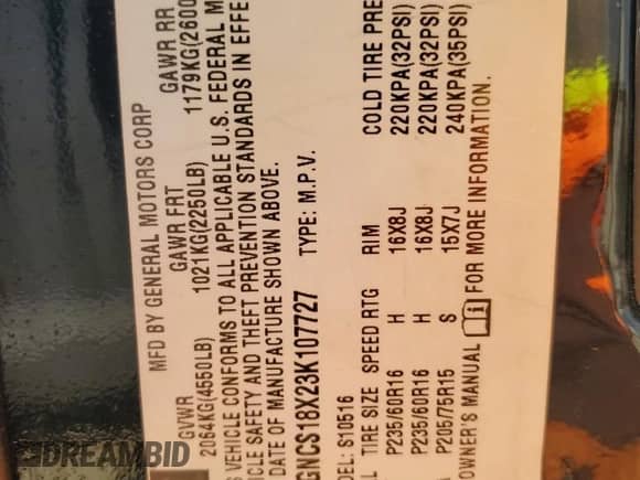 2003 Chevrolet Blazer Xtreme with VIN 1GNCS18X23K107727, listed as a Copart auction lot 45859075 with 233,270 mi miles and Salvage title. Bid and sale history available at DreamBid. Image 13.