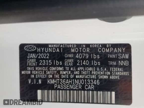 2022 Hyundai Veloster z VIN KMHT36AH1NU013346, wystawiony jako Copart lot #54510735 z przebiegiem 50 303 mil mil oraz Szkoda całkowita • Salvage title. Historia ofert i sprzedaży dostępna na DreamBid. Obrazek 13.