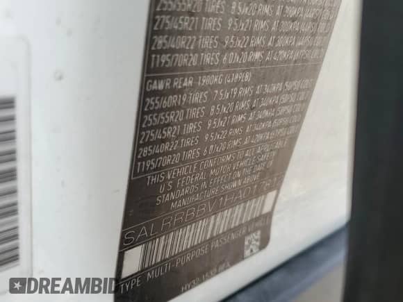 2017 Land Rover Discovery HSE with VIN SALRRBBV1HA017812, listed as a Copart auction lot 69809685 with 90,967 mi miles and Salvage title. Bid and sale history available at DreamBid. Image 13.