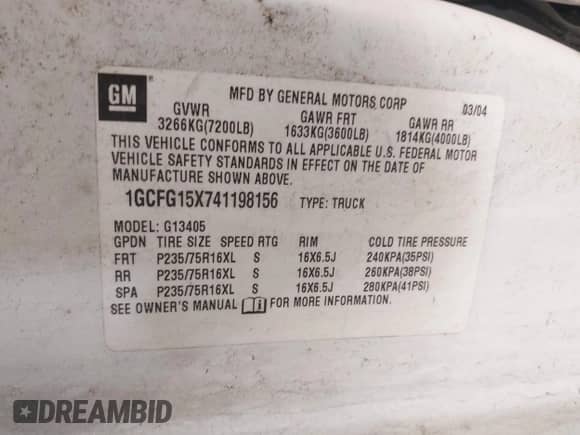 2004 Chevrolet Express Cargo с VIN 1GCFG15X741198156, выставлен на аукционе IAAI как лот 42992891 с пробегом 349 455 миль миль и . История ставок и продаж доступна на DreamBid. Изображение 9.