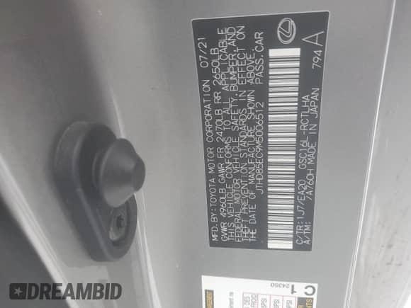 2021 Lexus RC 300 z VIN JTHD85EC9M5006512, wystawiony jako Copart lot #42838405 z przebiegiem 38 719 mil mil oraz Szkoda całkowita • Salvage title. Historia ofert i sprzedaży dostępna na DreamBid. Obrazek 12.