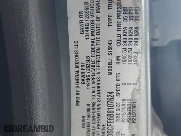 2011 Chevrolet Colorado 1LT with VIN 1GCDSCFE6B8107624, listed as a Copart auction lot 48553645 with 255,043 mi miles and Salvage title. Bid and sale history available at DreamBid. Image 12.