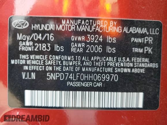 2017 Hyundai Elantra SE z VIN 5NPD74LF0HH069970, wystawiony jako Copart lot #67634115 z przebiegiem 157 336 mil mil oraz Nie do naprawy • Non repairable. Historia ofert i sprzedaży dostępna na DreamBid. Obrazek 12.