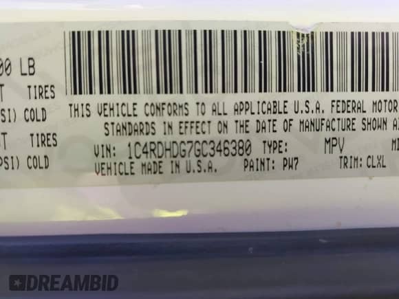 2016 Dodge Durango Limited with VIN 1C4RDHDG7GC346380, listed as a IAAI auction lot 43246136 with 265,222 mi miles and . Bid and sale history available at DreamBid. Image 9.
