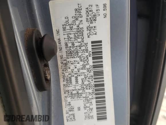 2004 Toyota Sienna XLE z VIN 5TDBA22C14S017532, wystawiony jako Copart lot #80098995 z przebiegiem 292 665 mil mil oraz Czysty tytuł • Clean title. Historia ofert i sprzedaży dostępna na DreamBid. Obrazek 13.