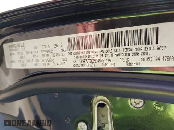 2019 Ram 1500 Big Horn z VIN 1C6RR7LT3KS534975, wystawiony jako IAAI lot #41861566 z przebiegiem 61 758 mil mil oraz . Historia ofert i sprzedaży dostępna na DreamBid. Obrazek 9.