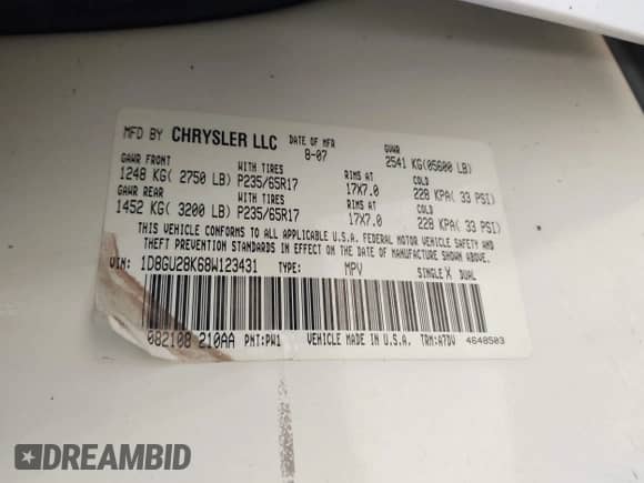2008 Dodge Nitro SXT with VIN 1D8GU28K68W123431, listed as a IAAI auction lot 42789618 with 137,365 mi miles and . Bid and sale history available at DreamBid. Image 9.