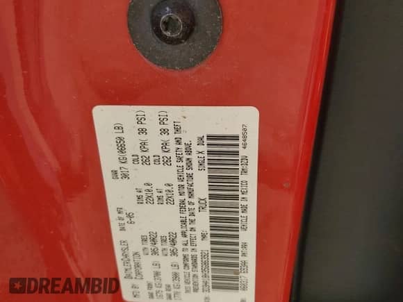 2005 Dodge RAM with VIN 3D3HA18H35G863921, listed as a Copart auction lot 48731775 with Not provided miles and Salvage title. Bid and sale history available at DreamBid. Image 12.